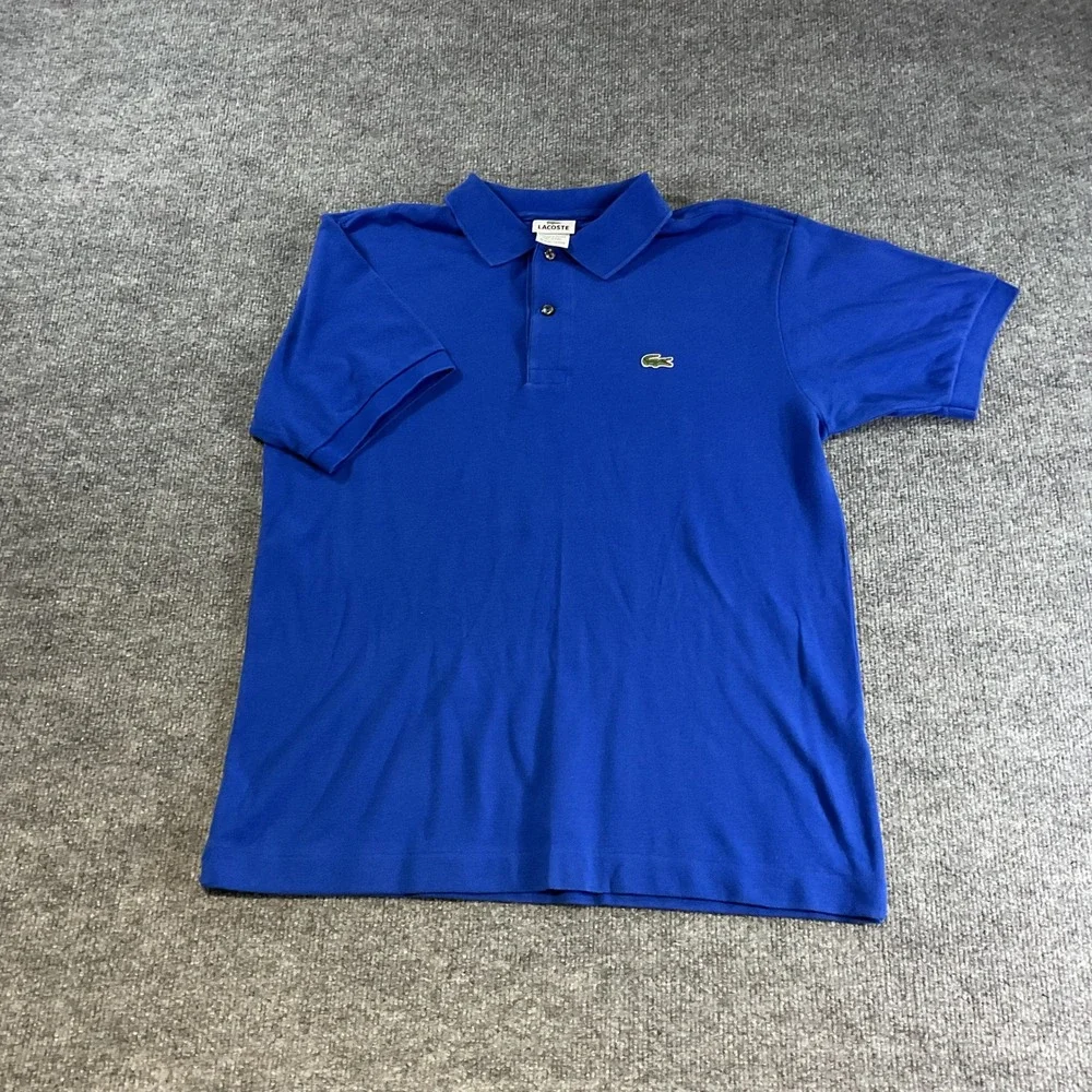 Lacoste Mens Size 4 Polo Shirt Blue Short Sleeve Classic Crocodile Logo Casual
